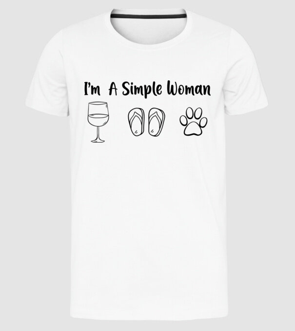 Simple doggy woman model alb pe tricou
