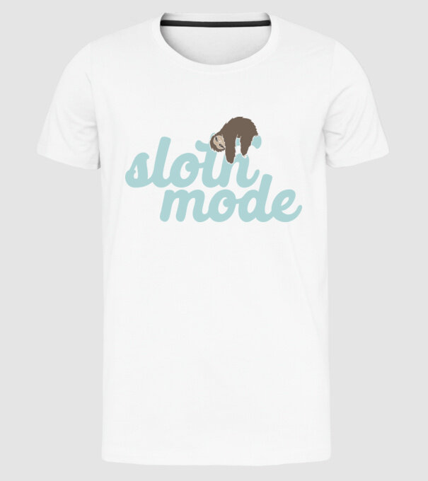 Sloth mode model alb pe tricou