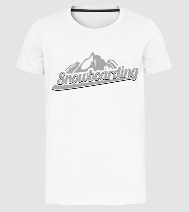Snowboarding model alb pe tricou