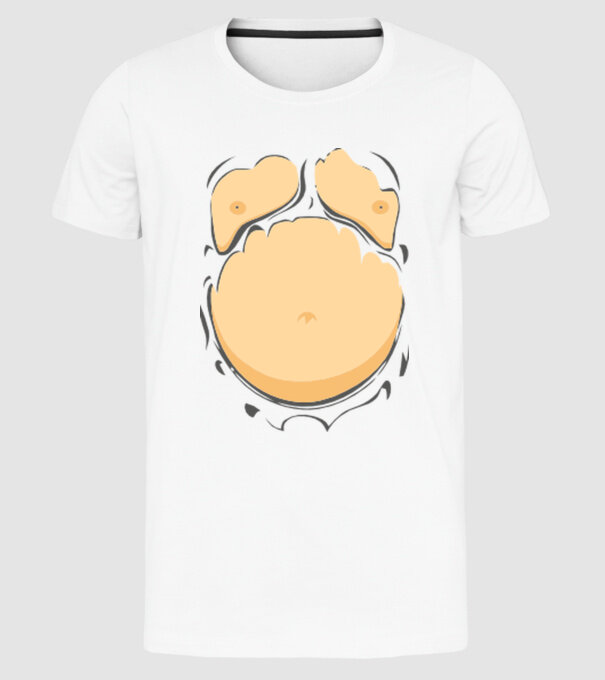 Burtă de bere model alb pe tricou