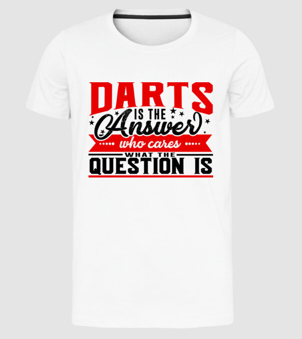 Sport is the answer DARTS model alb pe tricou