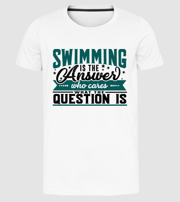 Sport is the answer ÎNOTĂTOR model alb pe tricou