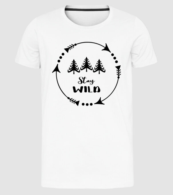Stay wild arrows circle model alb pe tricou