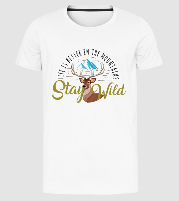 Stay wild Cerb model alb pe tricou