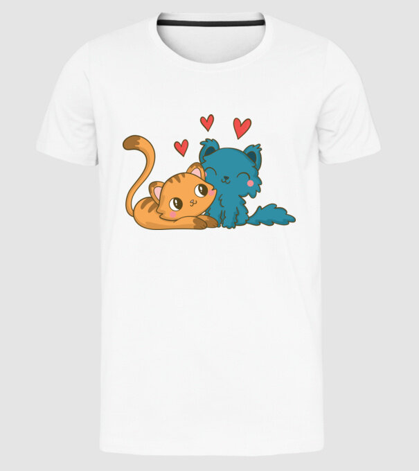 PISICUȚE ÎNDRĂGOSTITE 1 model alb pe tricou