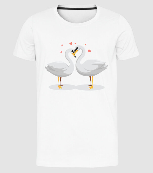 LEBEDE ÎNDRĂGOSTITE model alb pe tricou