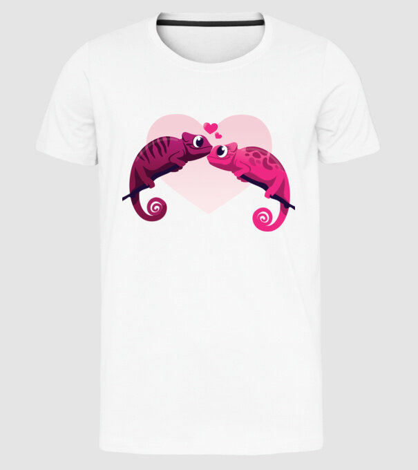 CAMELEONI ÎNDRĂGOSTIȚI model alb pe tricou