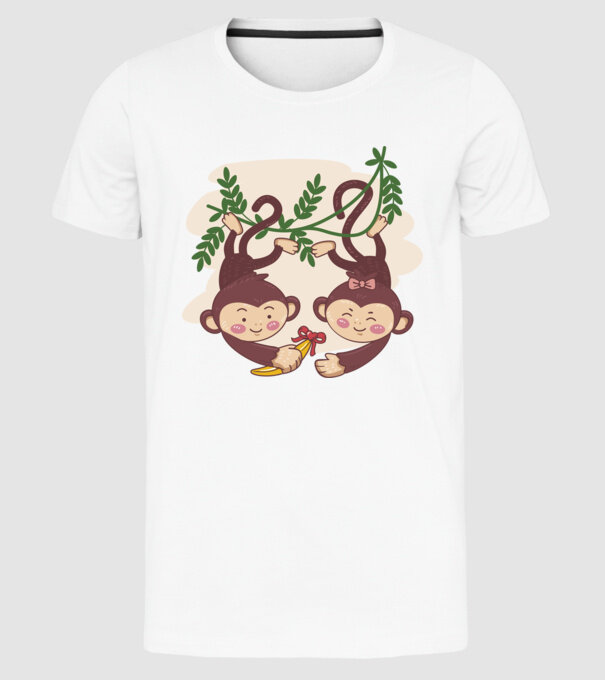 MAIMUȚE ÎNDRĂGOSTITE model alb pe tricou