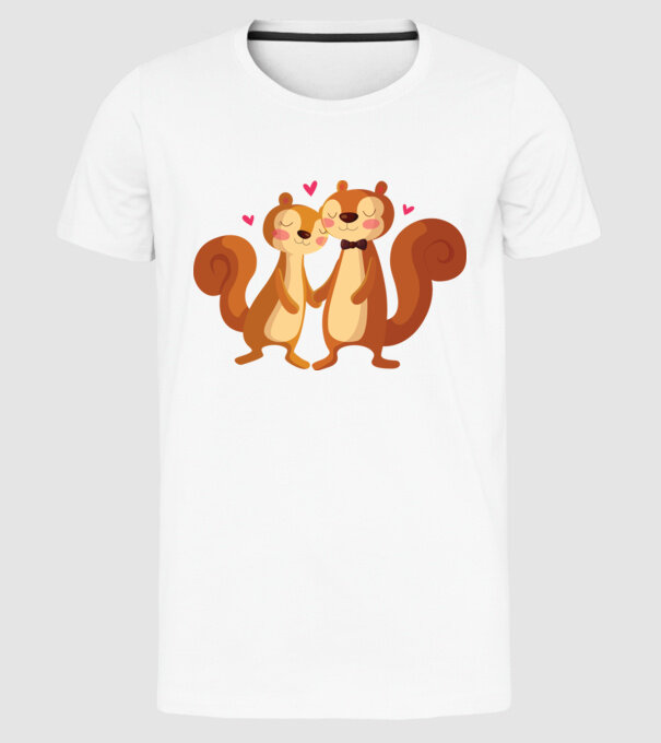 VEVERIȚE ÎNDRĂGOSTITE model alb pe tricou
