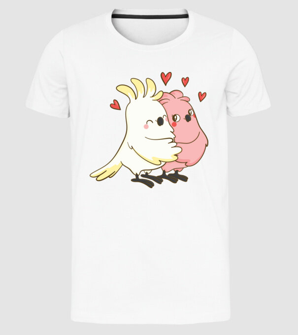 PAPAGALI ÎNDRĂGOSTIȚI model alb pe tricou