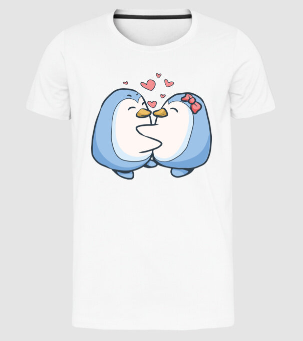 PINGUIN ÎNDRĂGOSTIT 3 model alb pe tricou