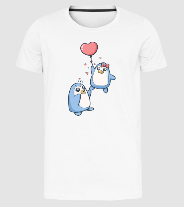 PINGUIN ÎNDRĂGOSTIT 4 model alb pe tricou