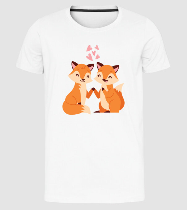 VULPI ÎNDRĂGOSTITE model alb pe tricou