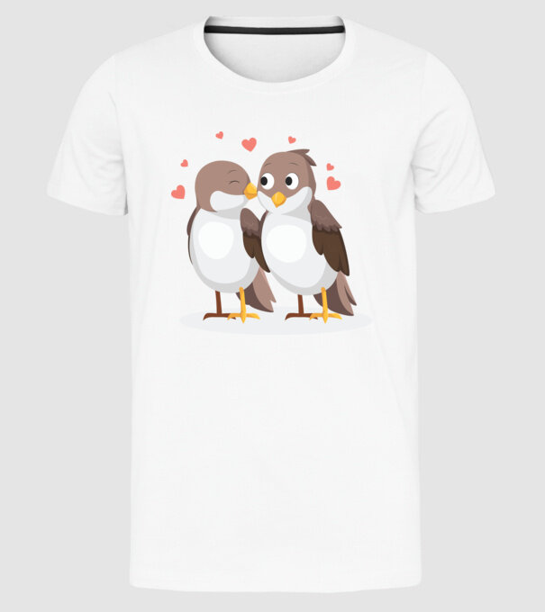 VRĂBII ÎNDRĂGOSTITE model alb pe tricou