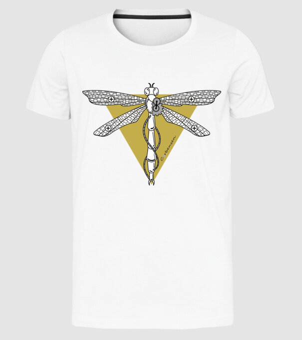 Libelulă model alb pe tricou