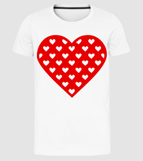 Inimă în inimă model alb pe tricou