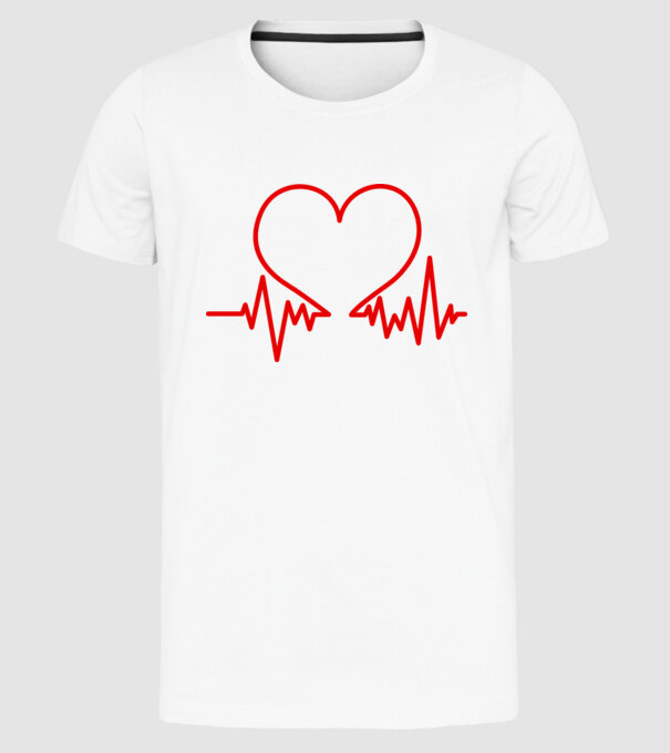 ECG inimă model alb pe tricou