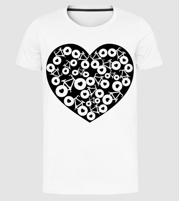 Inima bicicleta model alb pe tricou