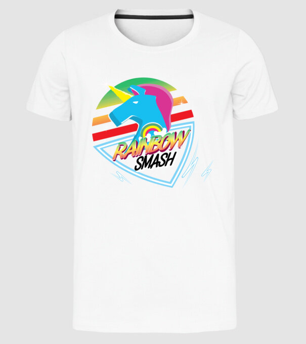 Curcubeu unicorn model alb pe tricou