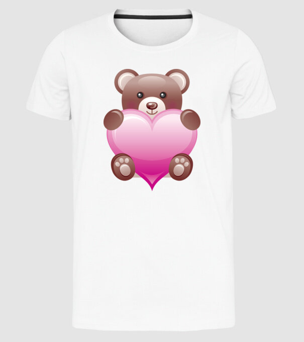 Ursuleț inimos model alb pe tricou