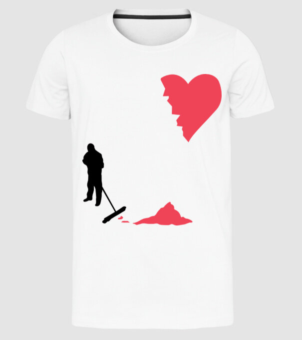 Curățător de inimi model alb pe tricou