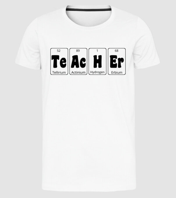Teacher periodic model alb pe tricou