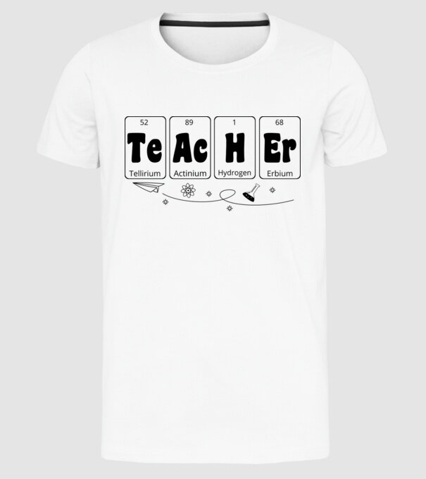 Teacher periodic model alb pe tricou