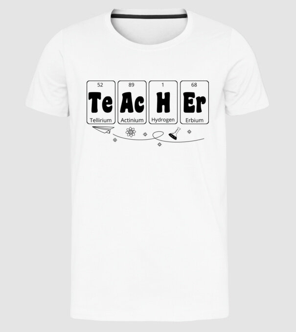 Teacher periodic model alb pe tricou