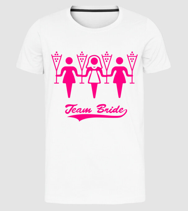 Team Bride model alb pe tricou