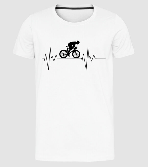 Biker Heartbeat model alb pe tricou
