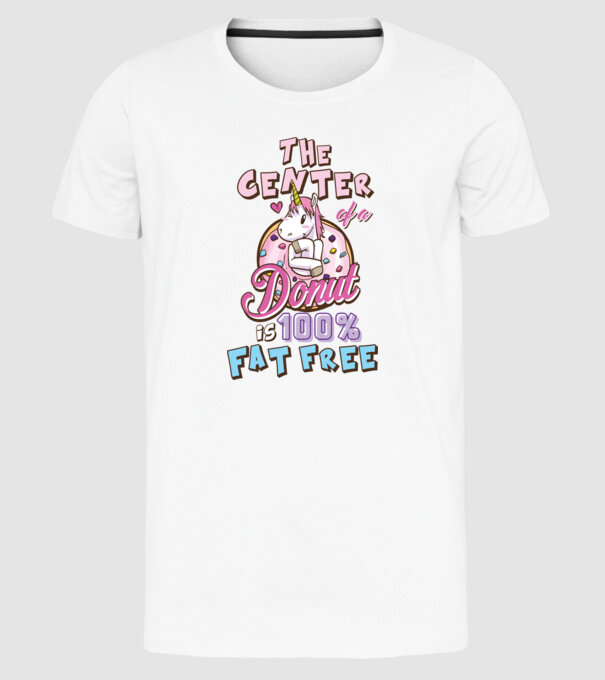 The center of a donut model alb pe tricou