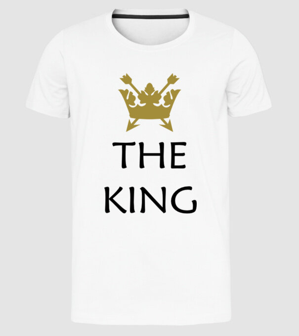 The King model alb pe tricou