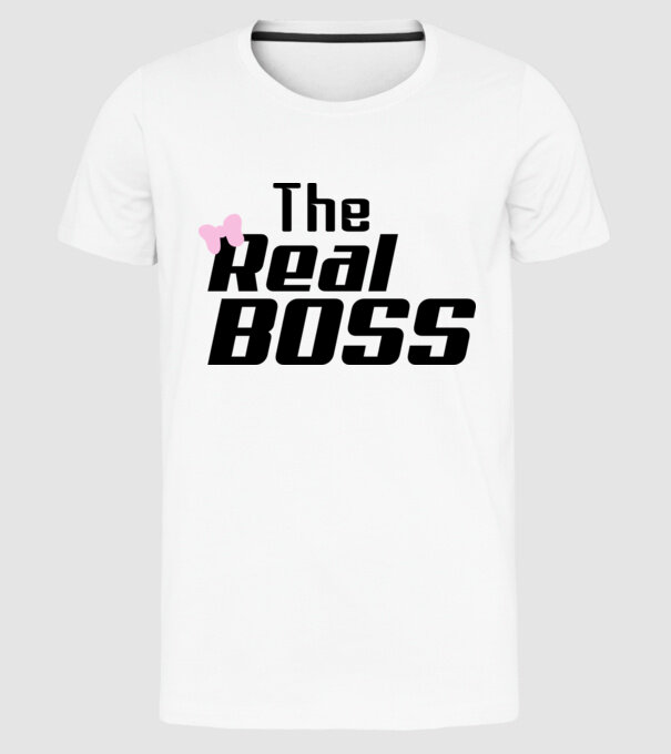 The real boss model alb pe tricou