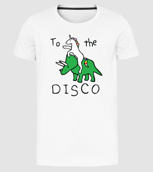 To the disco! model alb pe tricou