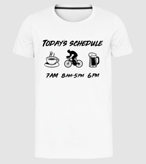 Todays schedule model alb pe tricou