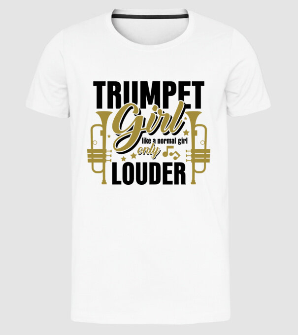 Trumpet girl model alb pe tricou