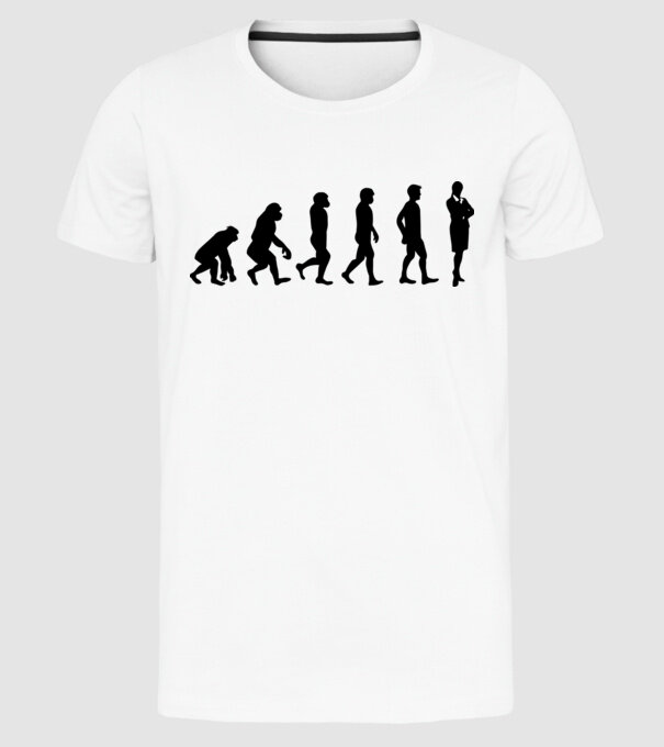 Evoluție femeie de afaceri model alb pe tricou
