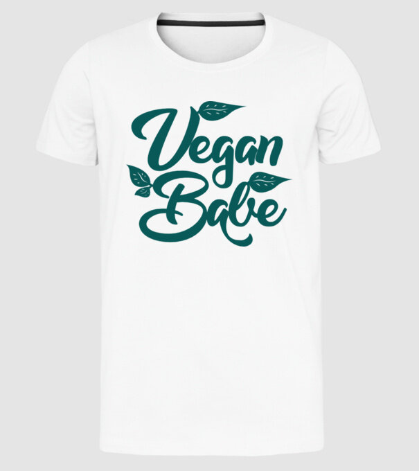 Vegan Babe model alb pe tricou