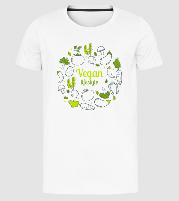 vegan lifestyle model alb pe tricou