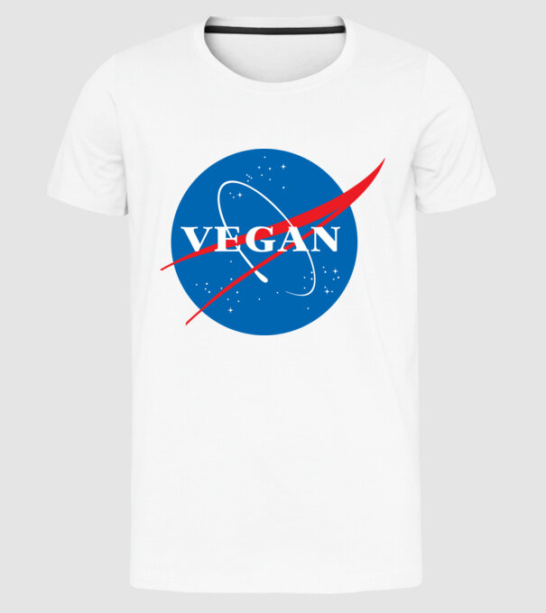 vegan nasa model alb pe tricou