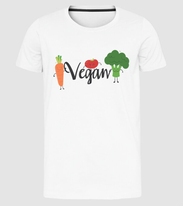 Vegan veggies model alb pe tricou