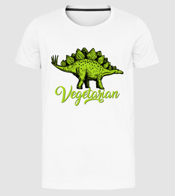 Vegetarian model alb pe tricou