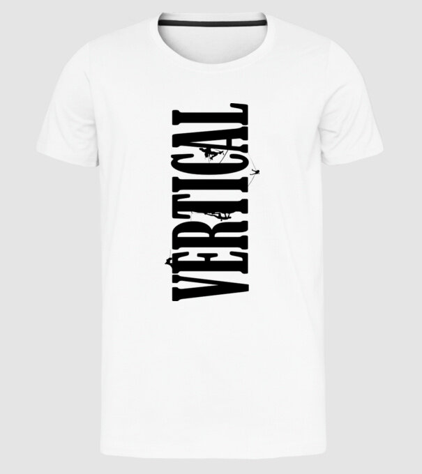 Vertical model alb pe tricou