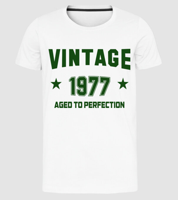 Vintage - 1977 model alb pe tricou