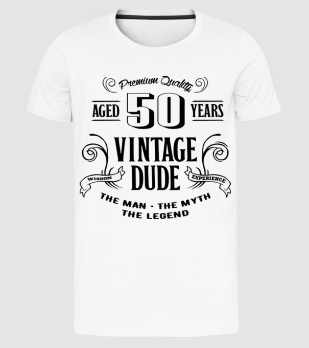 Vintage Dude - 50 model alb pe tricou
