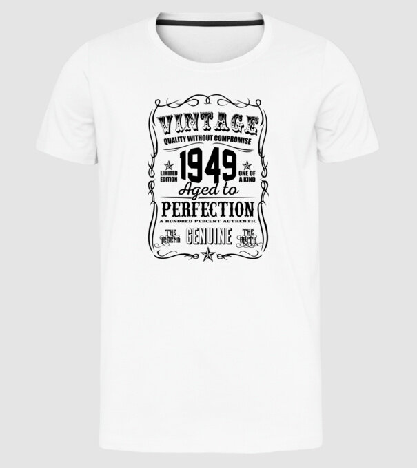 Vintage perfection 1949 model alb pe tricou