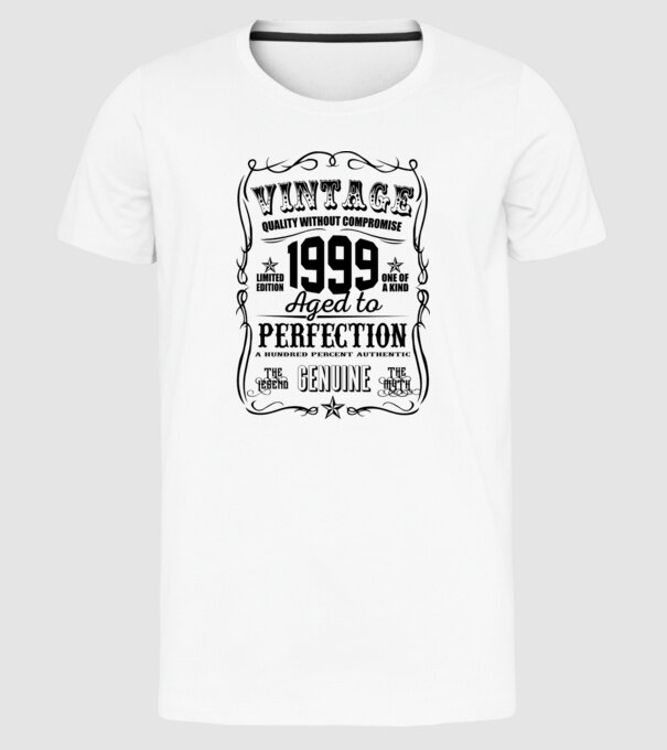 Vintage perfection 1999 model alb pe tricou