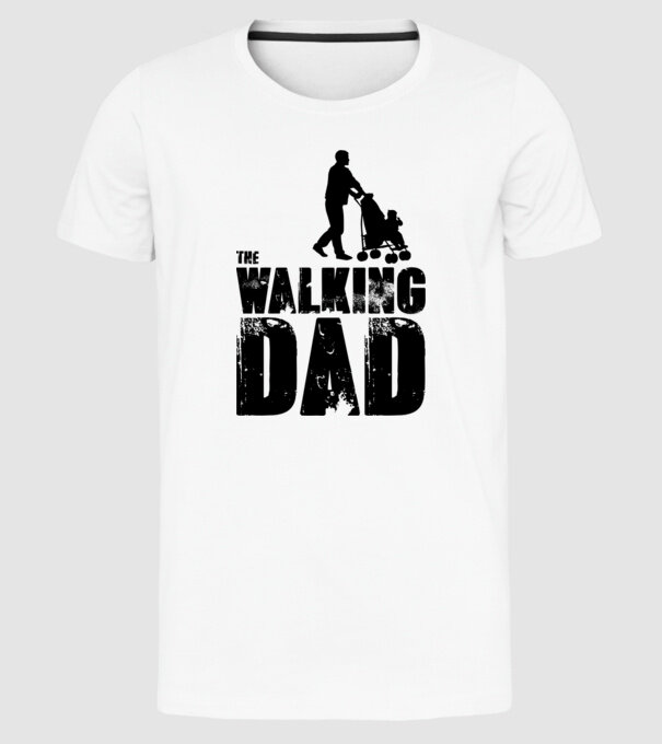 Walking dad model alb pe tricou