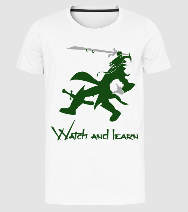 Watch and learn model alb pe tricou