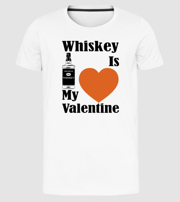 Whiskey Valentine model alb pe tricou